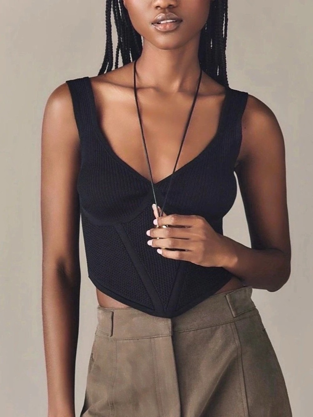 ANTHROPOLOGIE SLEEVELESS V-NECK CROPPED SWEATER TANK